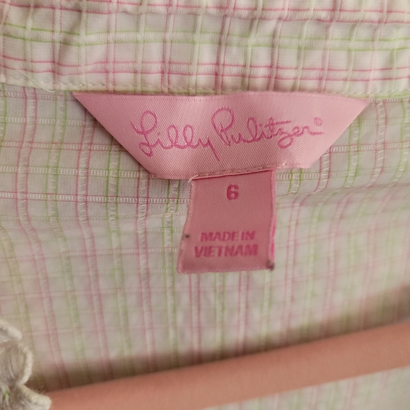 Lilly Pulitzer Colorful Pinstripe Button Up Blouse, Size 6 - Picture 13 of 13